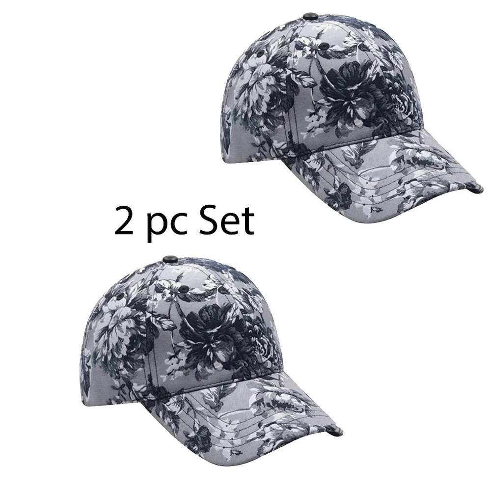 2pc set Elegant Grey Rose Baseball Caps Hats